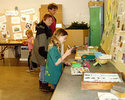 Displays and crafts inside the lunch room.
